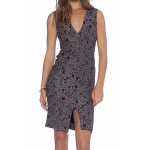 Alice + Olivia Baylee V-neck Dress Gray Black Size 8